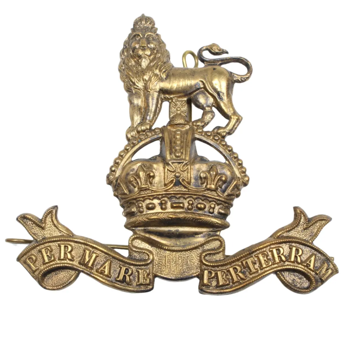 Old Large Per Mare Perterram Royal Marines Cap Badge 1