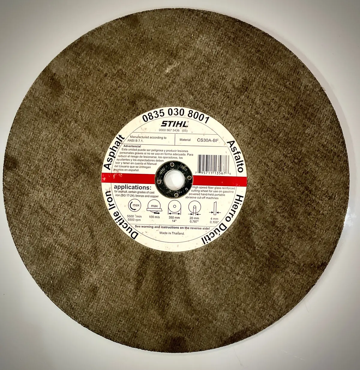 Stihl Cut-Off Abrasive Wheel For Asphalt, 14" X 20Mm, 08350308001 1