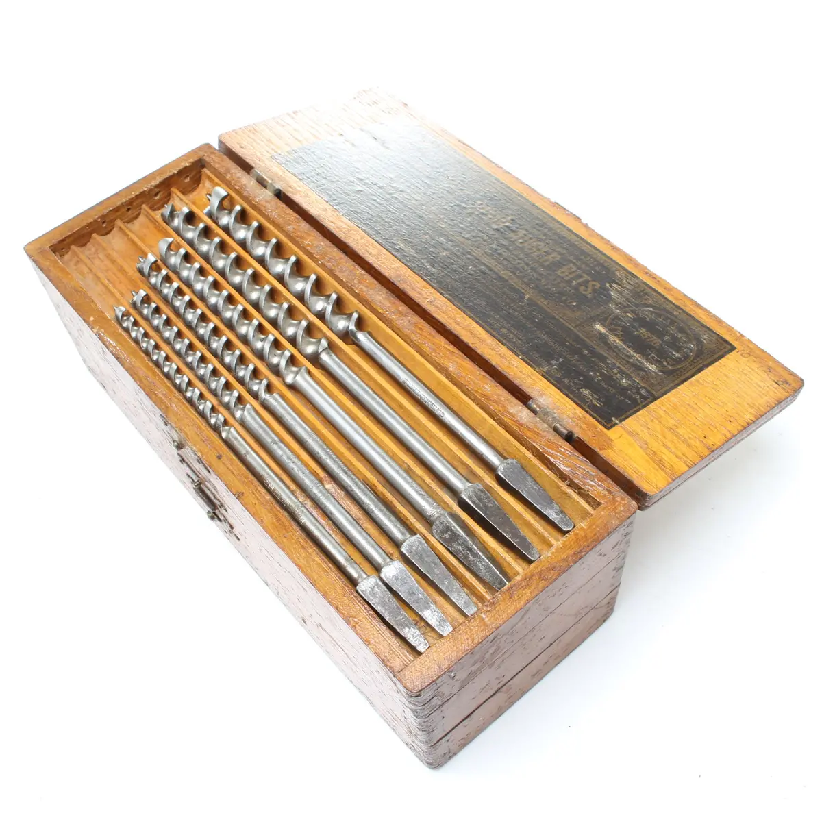 Sold - 3-Tier Wooden Boxed Russell Jennings Drill Bits Set (Beech) 1