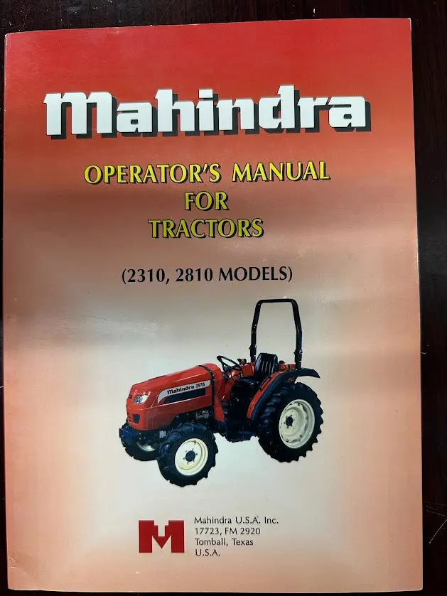 Mahindra Operator's Manual For 2310, 2810 Models 1