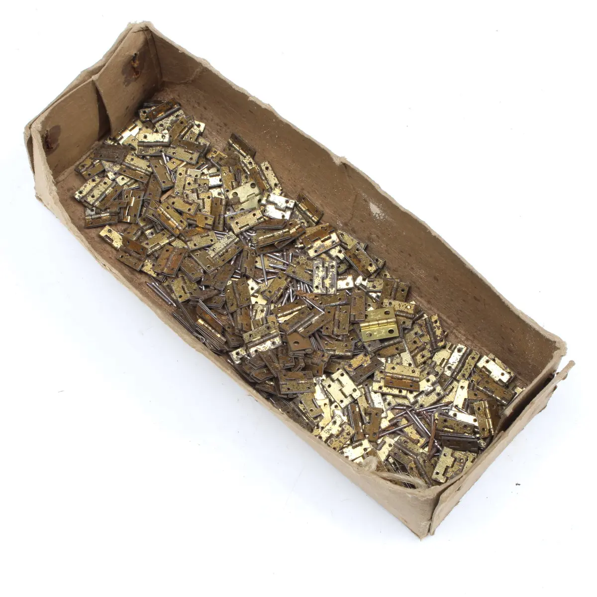 Box Of Old Small, Tiny Brass Box Hinges - 12Mm 1