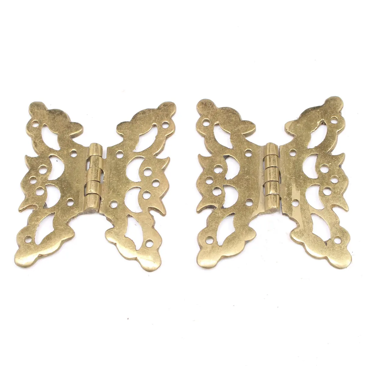 2X Old Beautiful Brass Decorative Butterfly Hinges - 3" 1