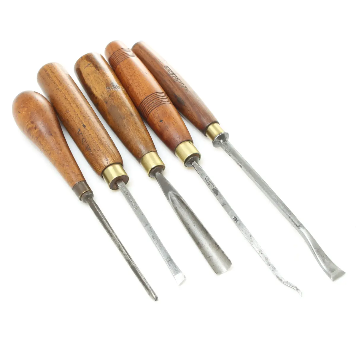 5X Old Wood Carving Tools (Beech) 1