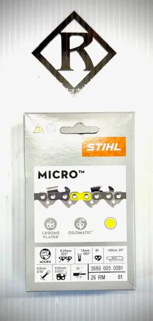 Stihl Chain 20" Micro .325 Rm .063 81 Dl Loop Low Vib, 26Rm 81, 36860050081 1