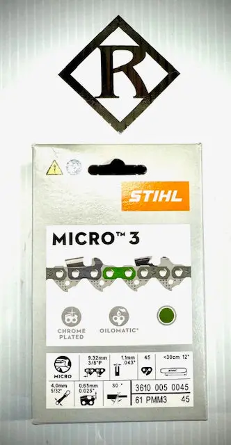 Stihl  Chain 12", 3/8" Picco Micro Mini 3, .043 45 Drive Link, 61Pmm3 45, 36100050045 1