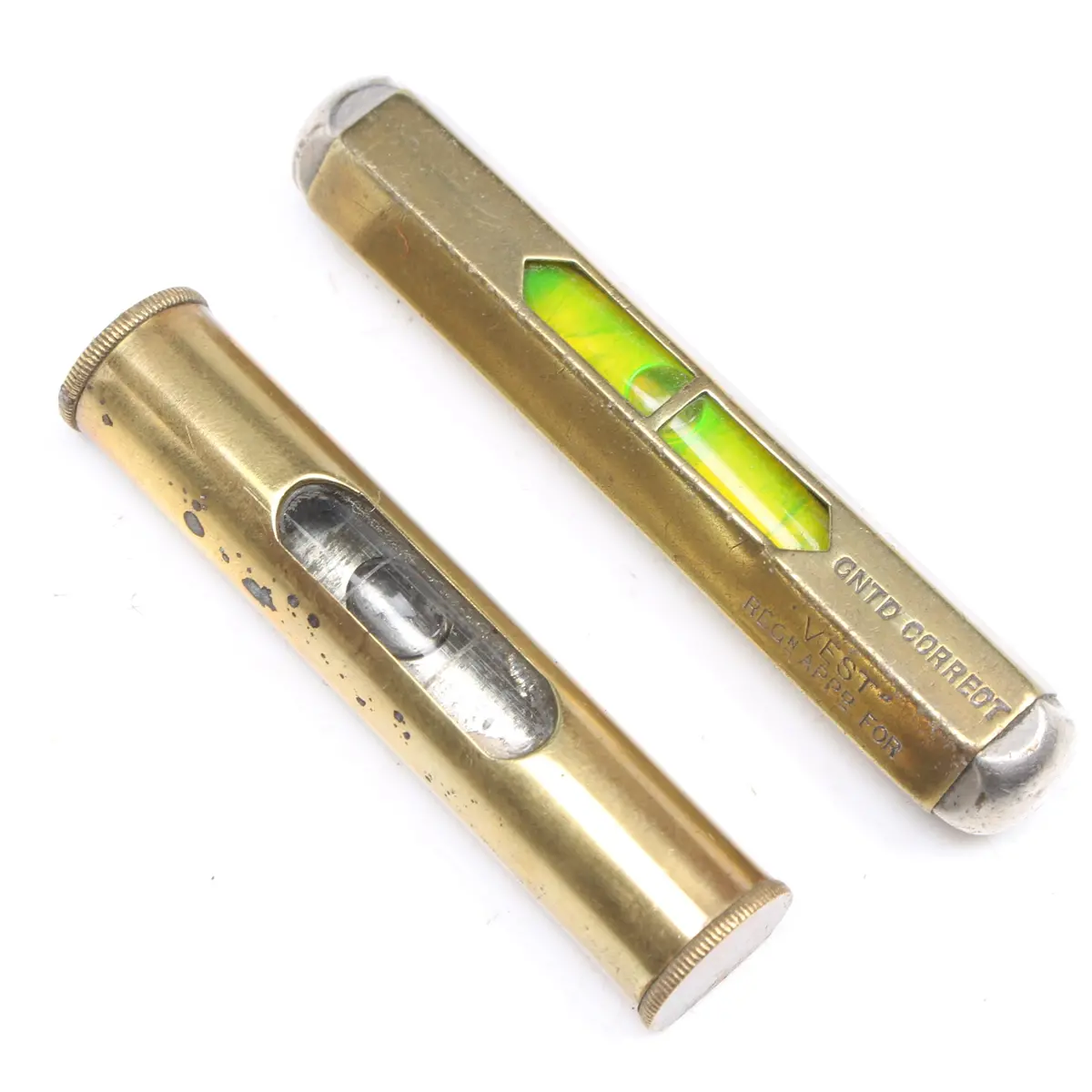 2X Old Small Brass Levels - 2 1/2" & 2 7/8" 1
