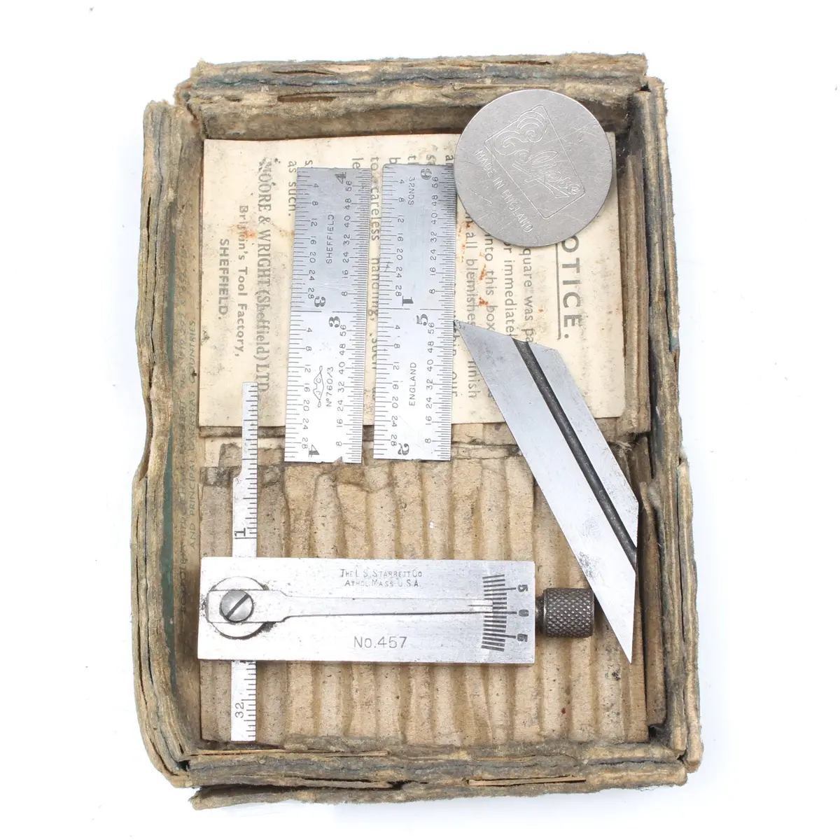 Sold - Old Ls Starrett Machinist Toolmaker Square No. 457 (Usa) 1