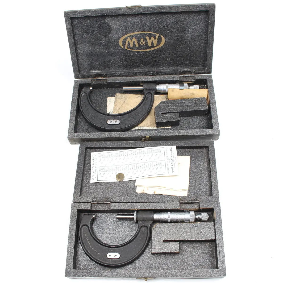 Moore And Wright Micrometers No. 966 & 966B,  1-2" & 2"-3" 1