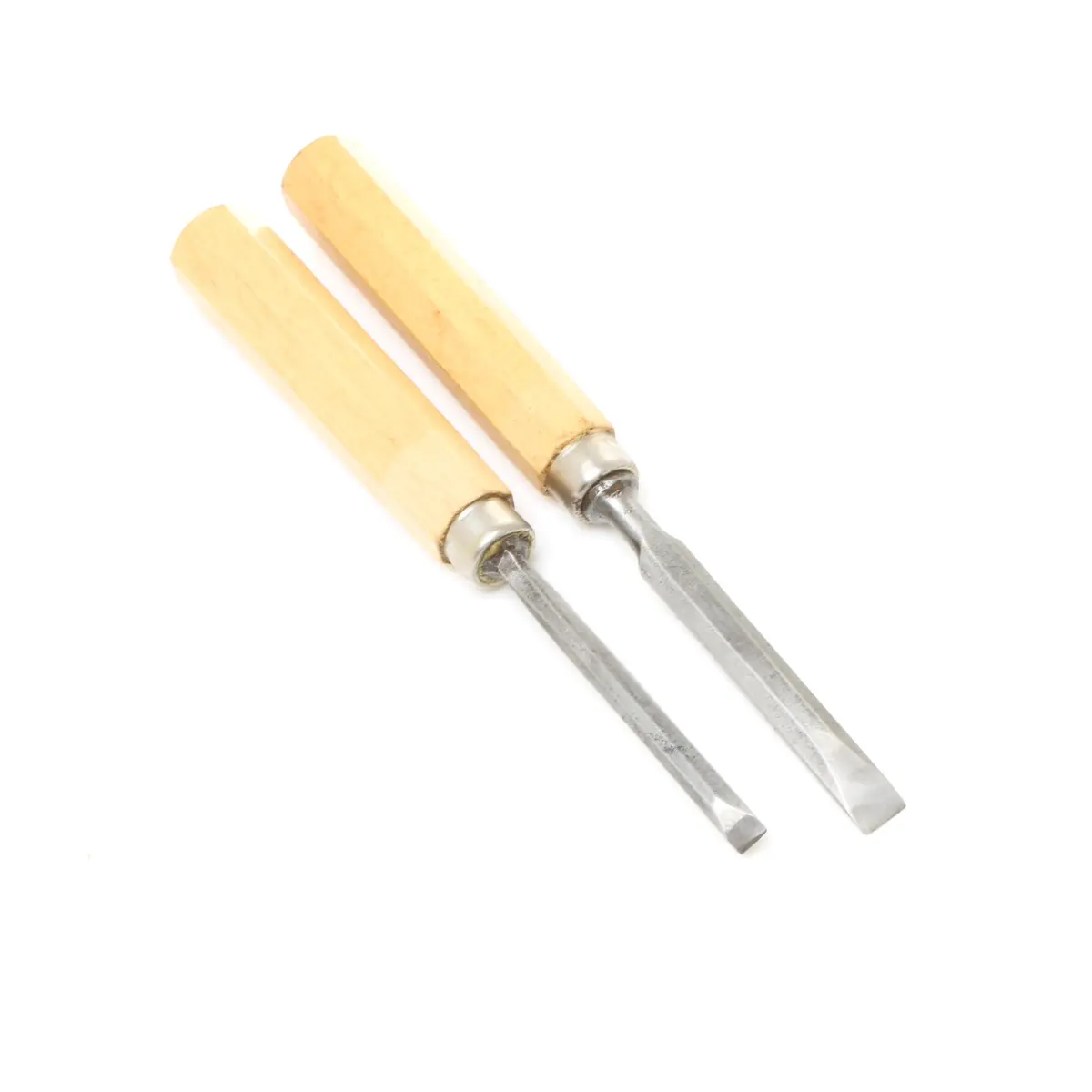 2X Old Small Bevel Edge Chisels (Beech) 1