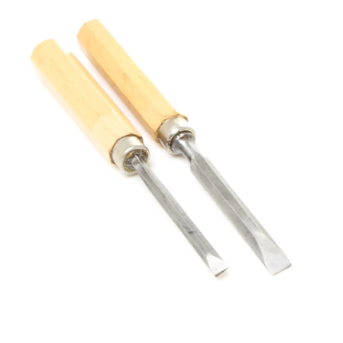 2X Old Small Bevel Edge Chisels (Beech) 2