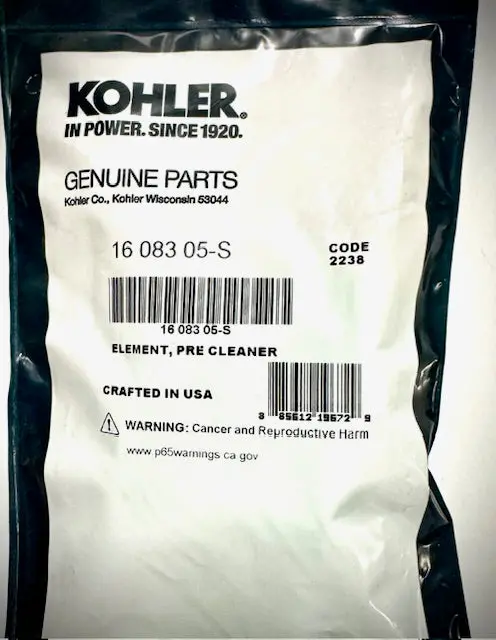 Kohler Element Pre-Cleaner Filter, 16 083 05-S 1