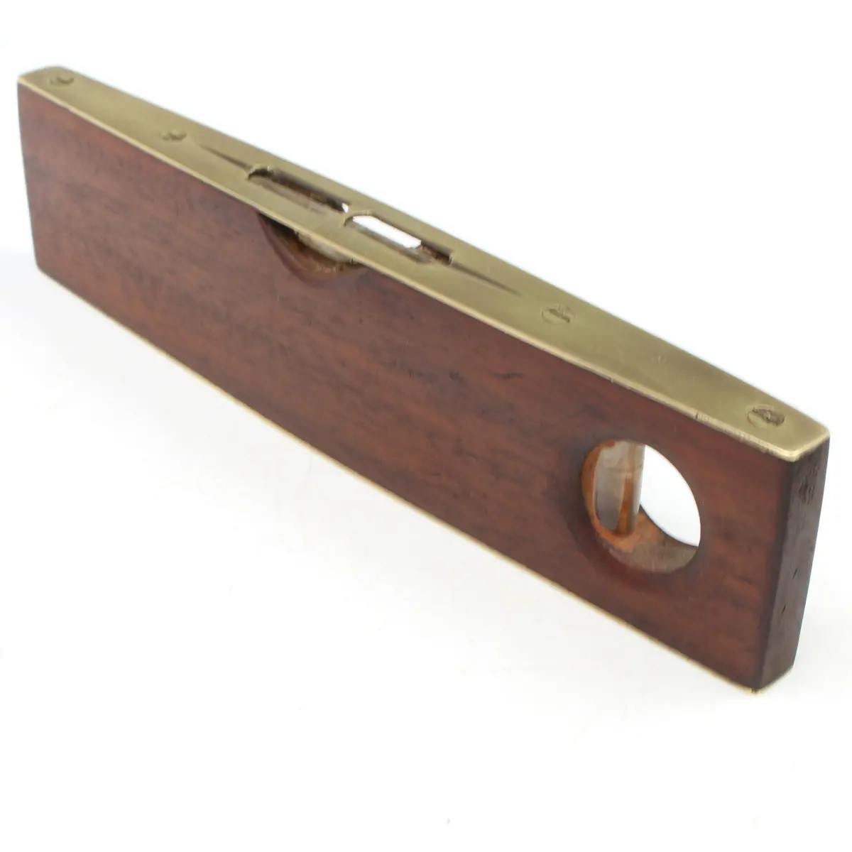 Old Brass Top And Bottom Level - 8" (Mahogany) 1