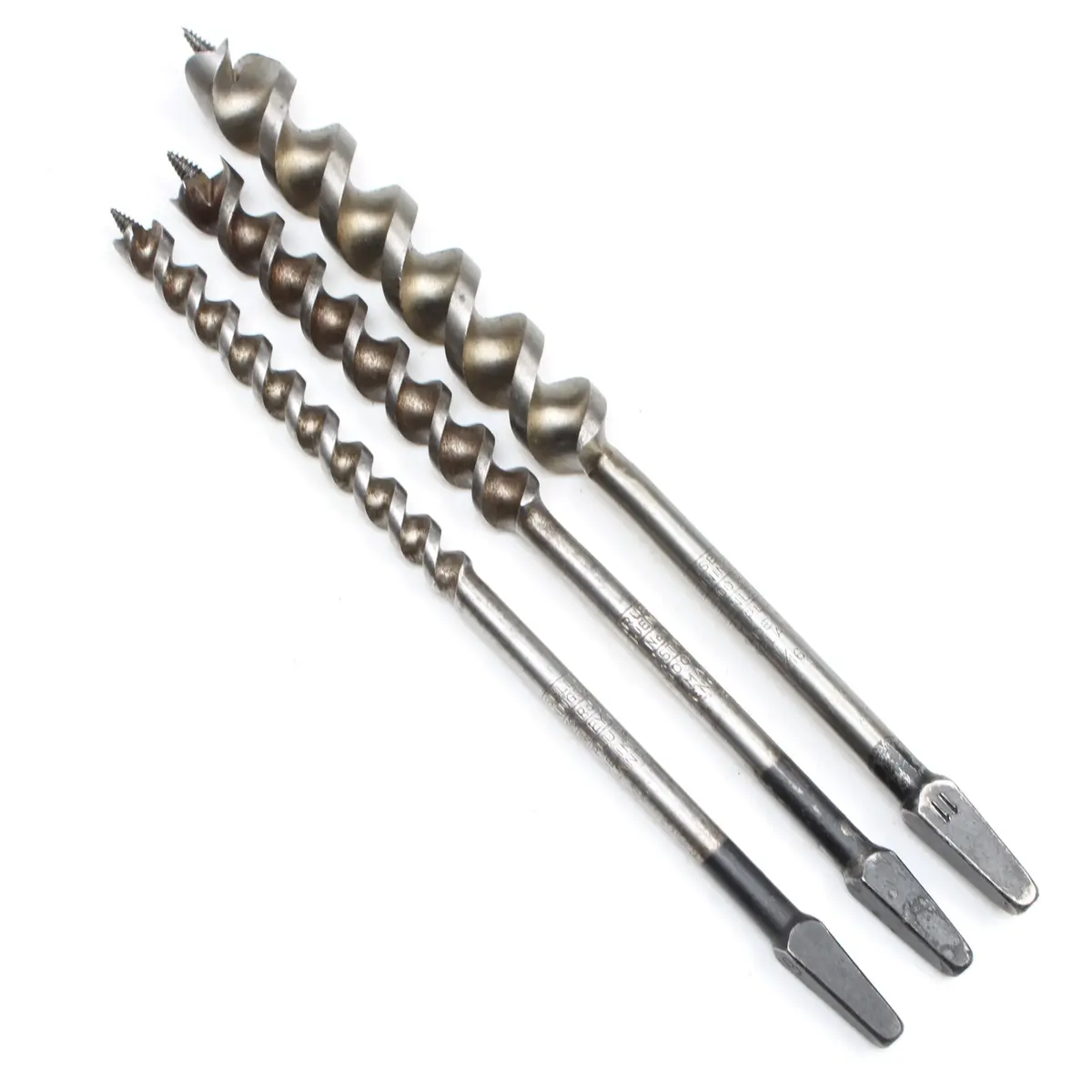 3X Old Stanley 'Russell Jennings' Twist Auger Drill Bits - 6/16", 8/16", 11/16" 1