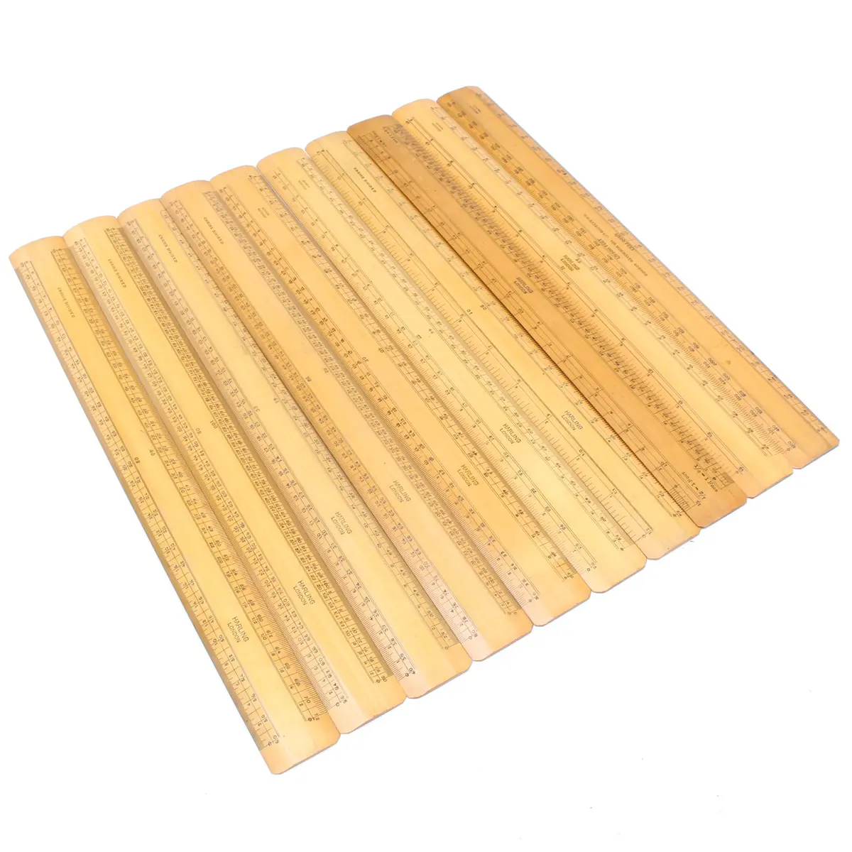 Sold - 10X Old Harling (London) Wooden Rules (Boxwood) 1