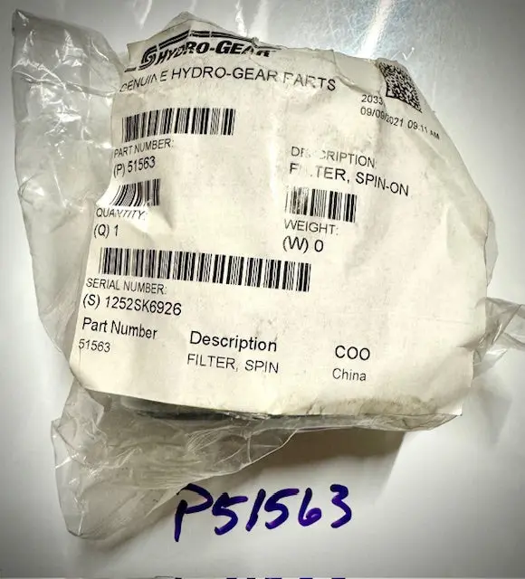 Hydro-Gear Oil Filter, P 51563 1