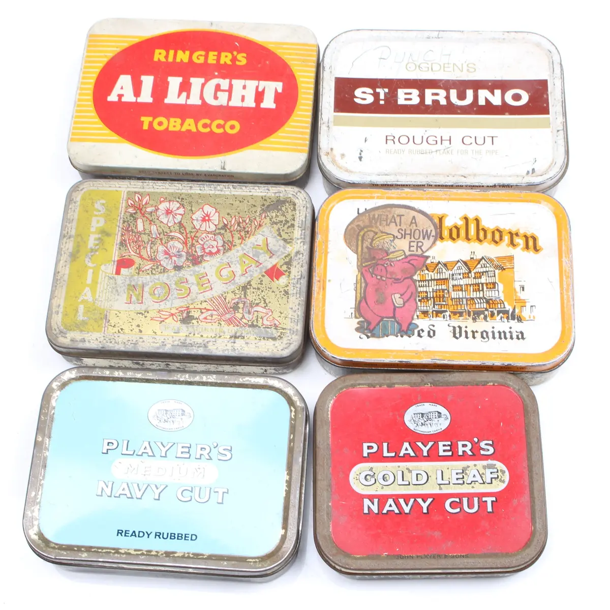 6X Old Tobacco Tins 1