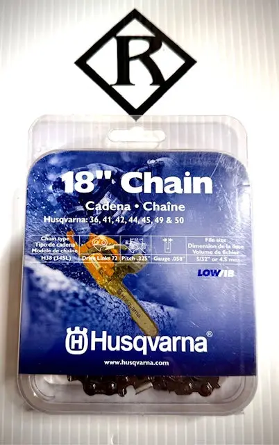 Husqvarna 18" Replacement Chain, H38-72 .325 .058, 531300552 1