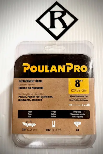 Husqvarna Poulan Pro 8" Replacement Chain, 90Jg34dl 3/8, 581562501 1