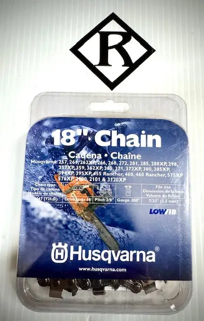 Husqvarna 18" Replacement Chain, H47-68 3/8" .050, 531300554 1