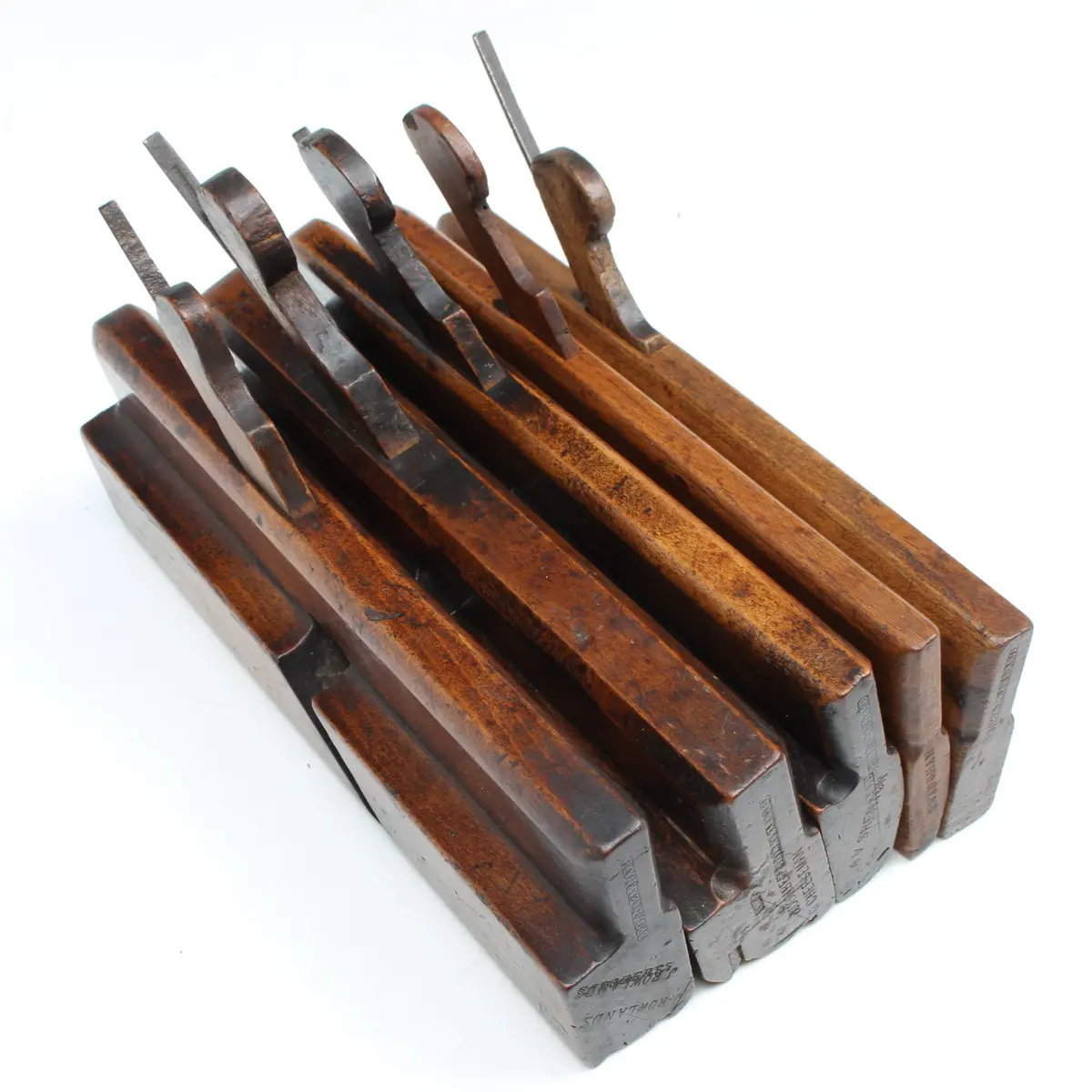 5X Old Brown & Barnard Wooden Planes C.1800-1803 (Beech) 1