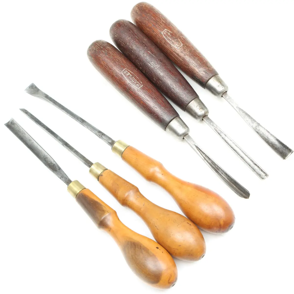 6X Old Small Marples Wood Carving Tools (Boxwood, Mahogany) 1