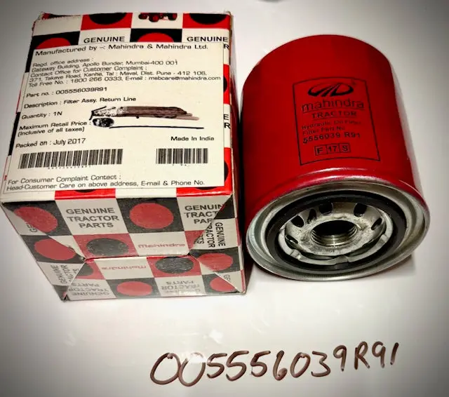 Mahindra Return Line Hydraulic Oil Filter, 005556039R91 1