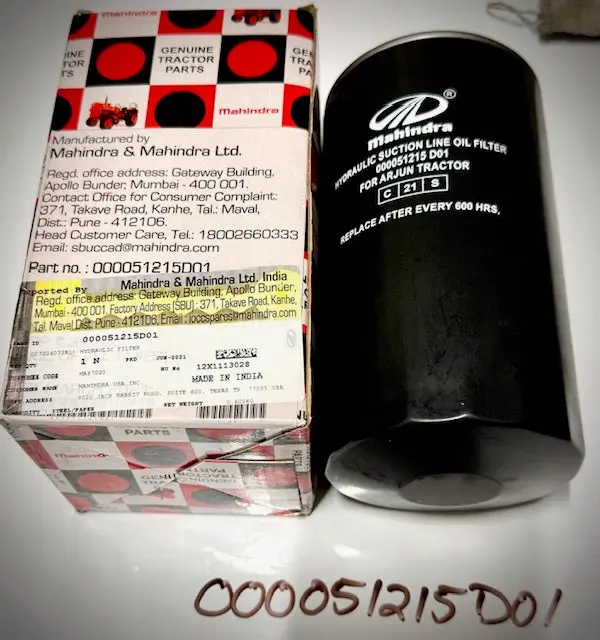 Mahindra Hydraulic Filter Suction, 000051215D01 1
