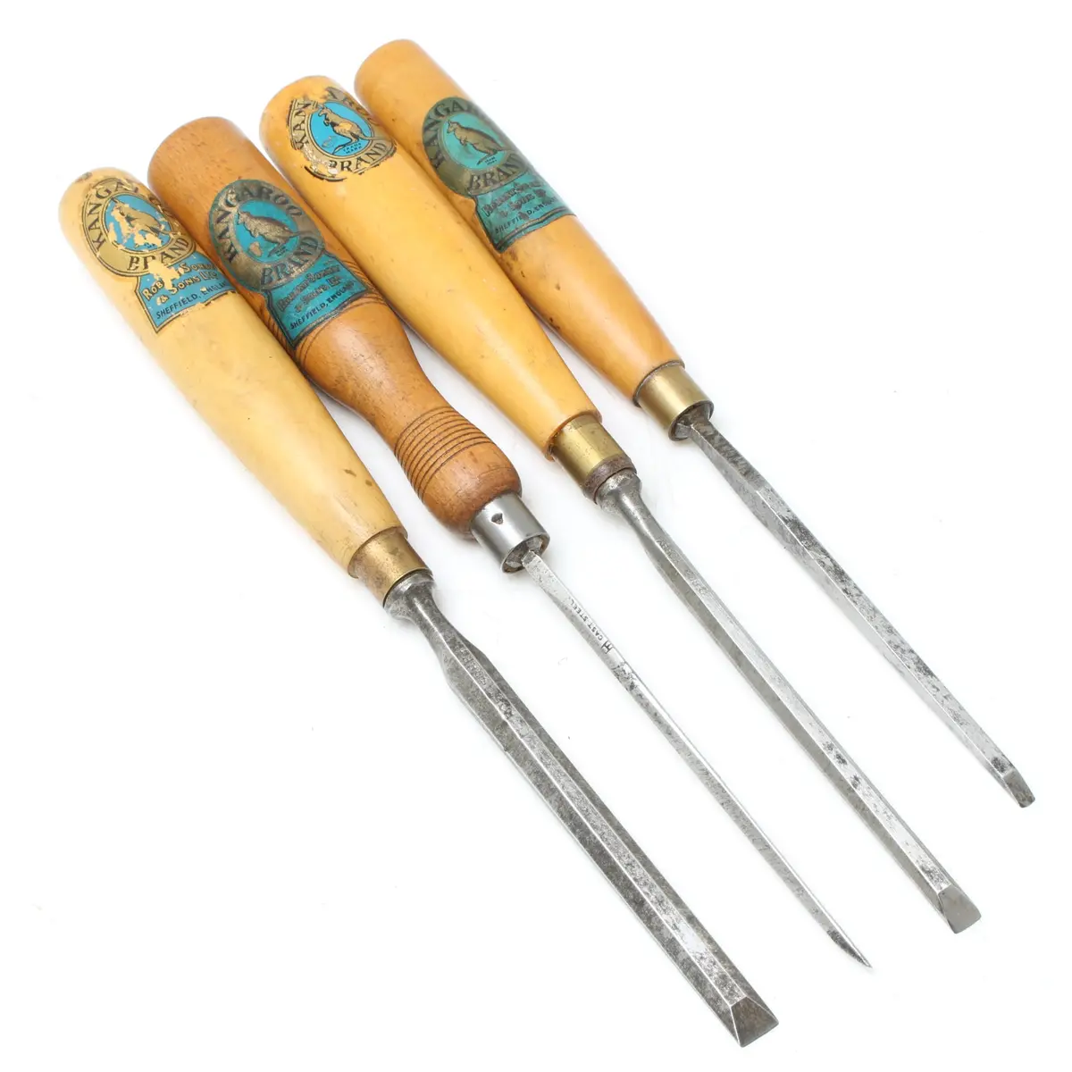 Sold - 4X Old Sorby Chisels (Beech, Boxwood) 1