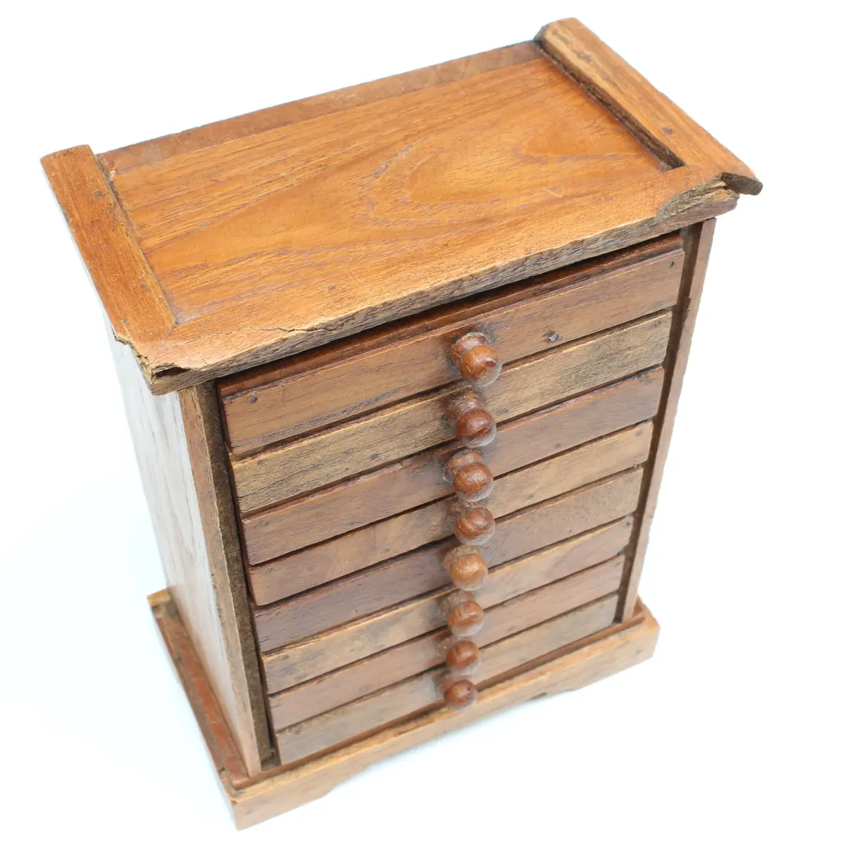 Old Miniature Wooden Chest Of Drawers Storage 1