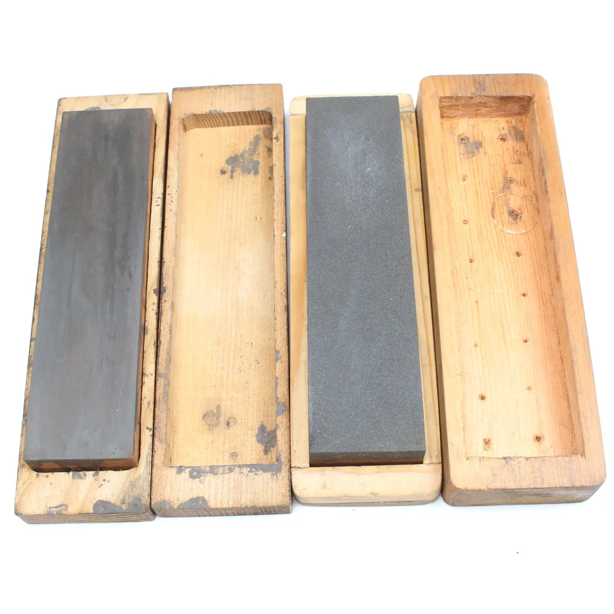 2X Boxed Oilstone Sharpening Stones - Coarse & Medium 1