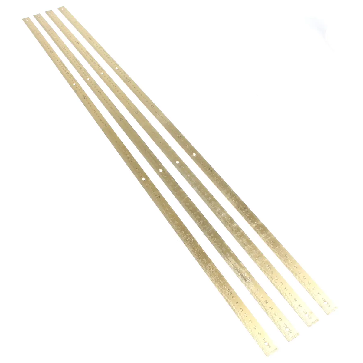 4X Rabone Chesterman Brass Rules - No 1321 - 1M & Wooden No. 1597 1