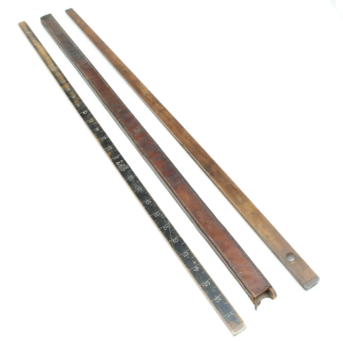 2X Old John Rabone Long Wooden Folding Rules 1