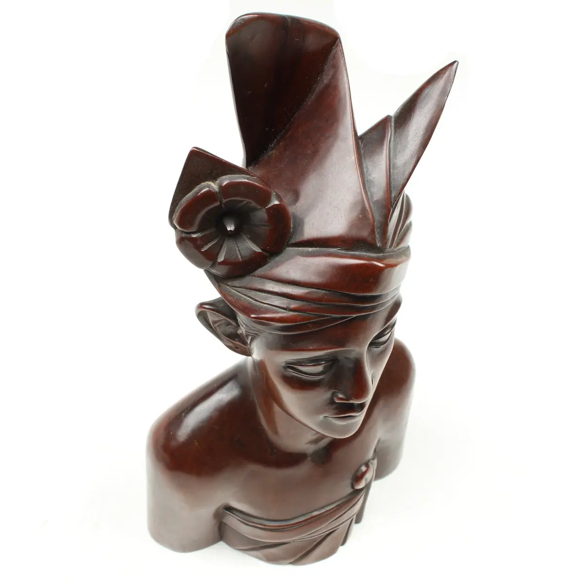 Signed Wooden Bali Bust - 12 1/2" - Uk Only 1