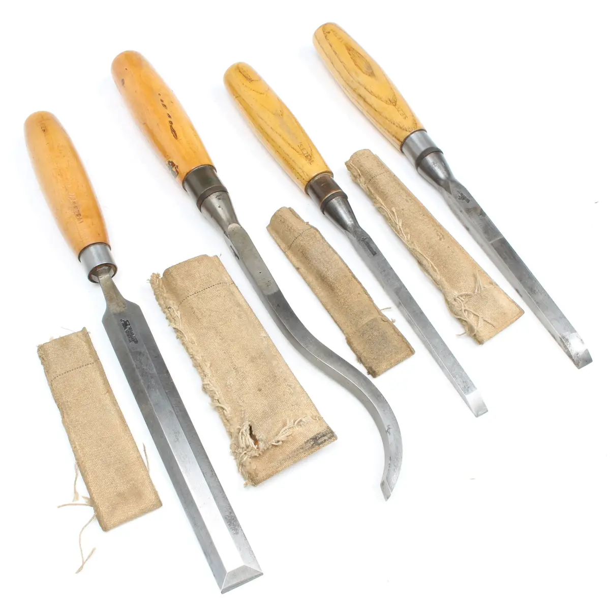 4X Old Sash Mortice, Swan-Neck & Paring Chisels (Ash, Boxwood) 1