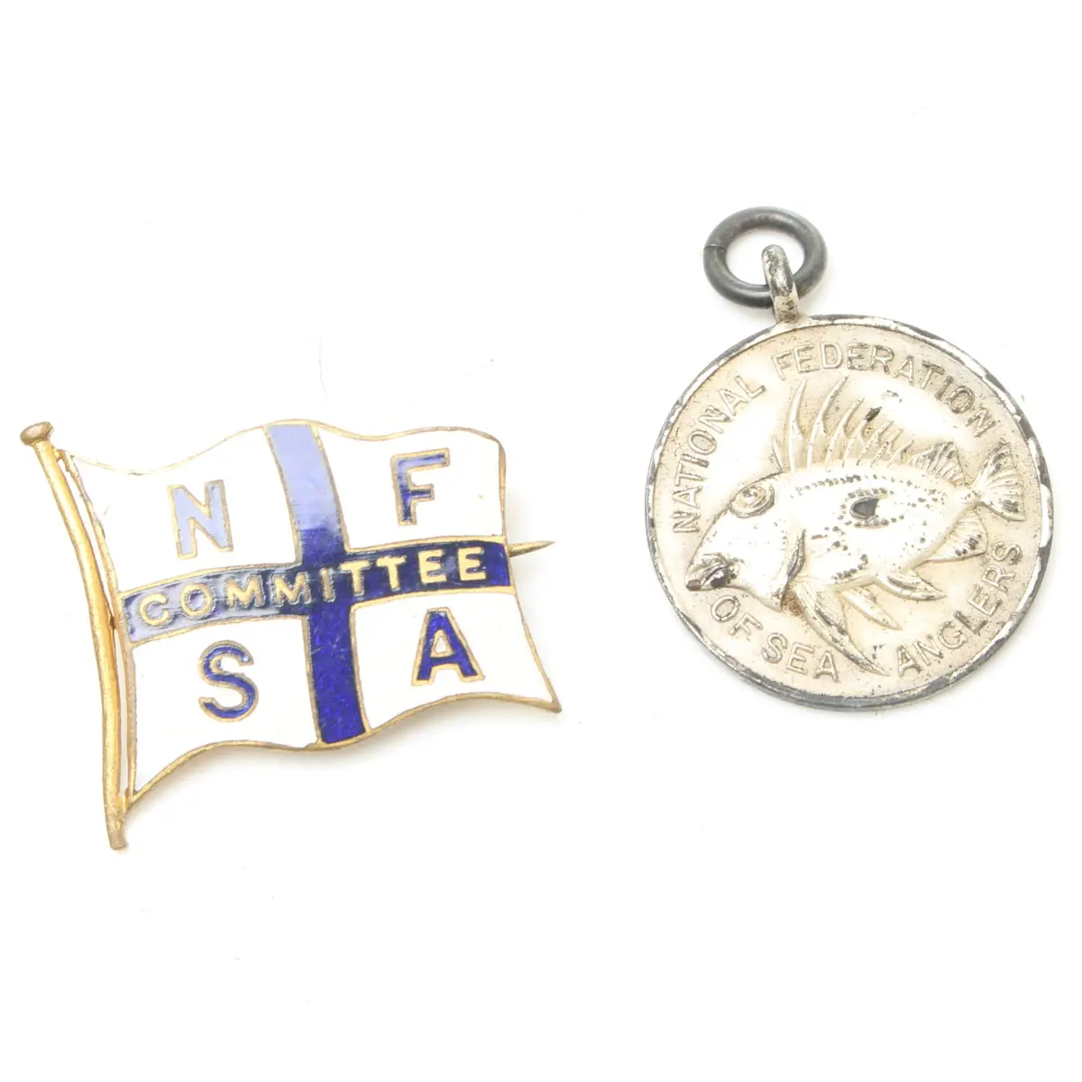 2X Old Sea Fishing Badge / Medallion 1