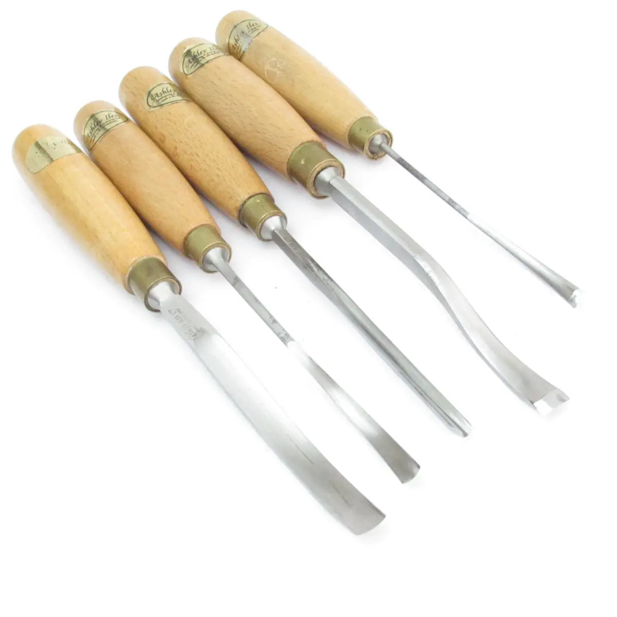 Sold - 5X Ashley Iles Wood Carving Tools Set (Beech) 1