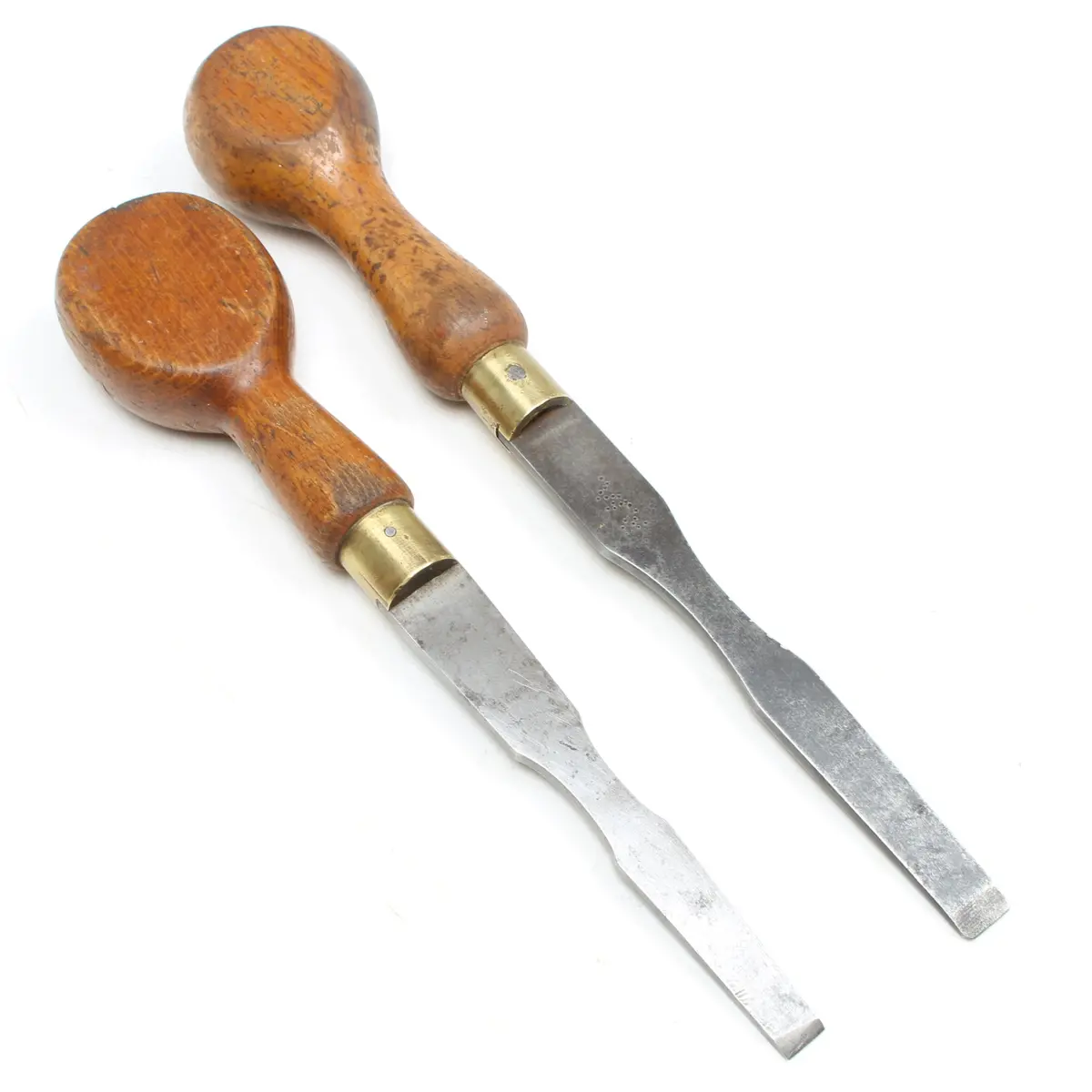 2X Old Turnscrew Screwdrivers - 4 1/2" - 5 1/2" (Beech) 1