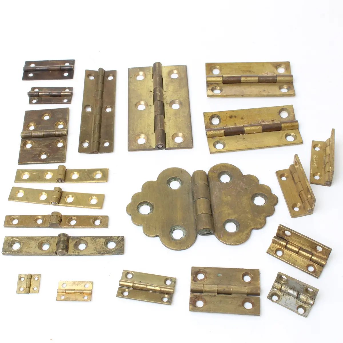 Collection Of 20X Old Brass Hinges 1