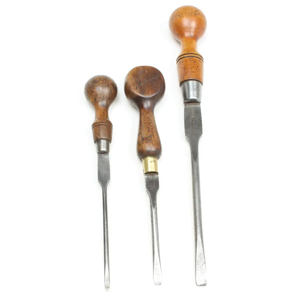 3X Old Robert Sorby (Sheffield) Screwdrivers (Beech, Boxwood) 1