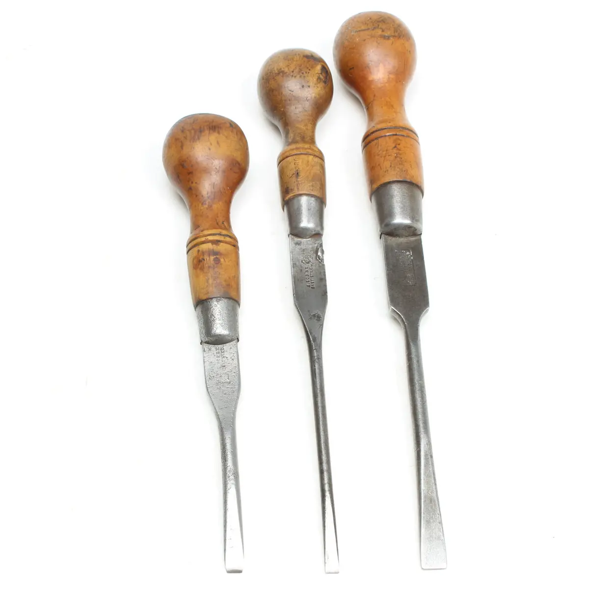3X Old I Sorby (Sheffield) Screwdrivers (Beech, Boxwood) 1