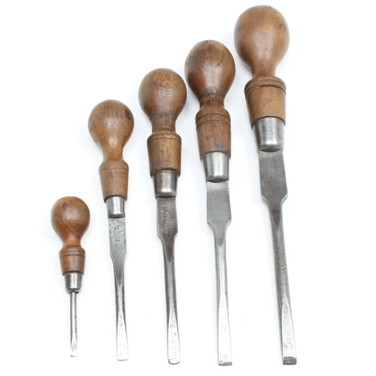 5X Old British / Sheffield Screwdrivers (Beech) 1