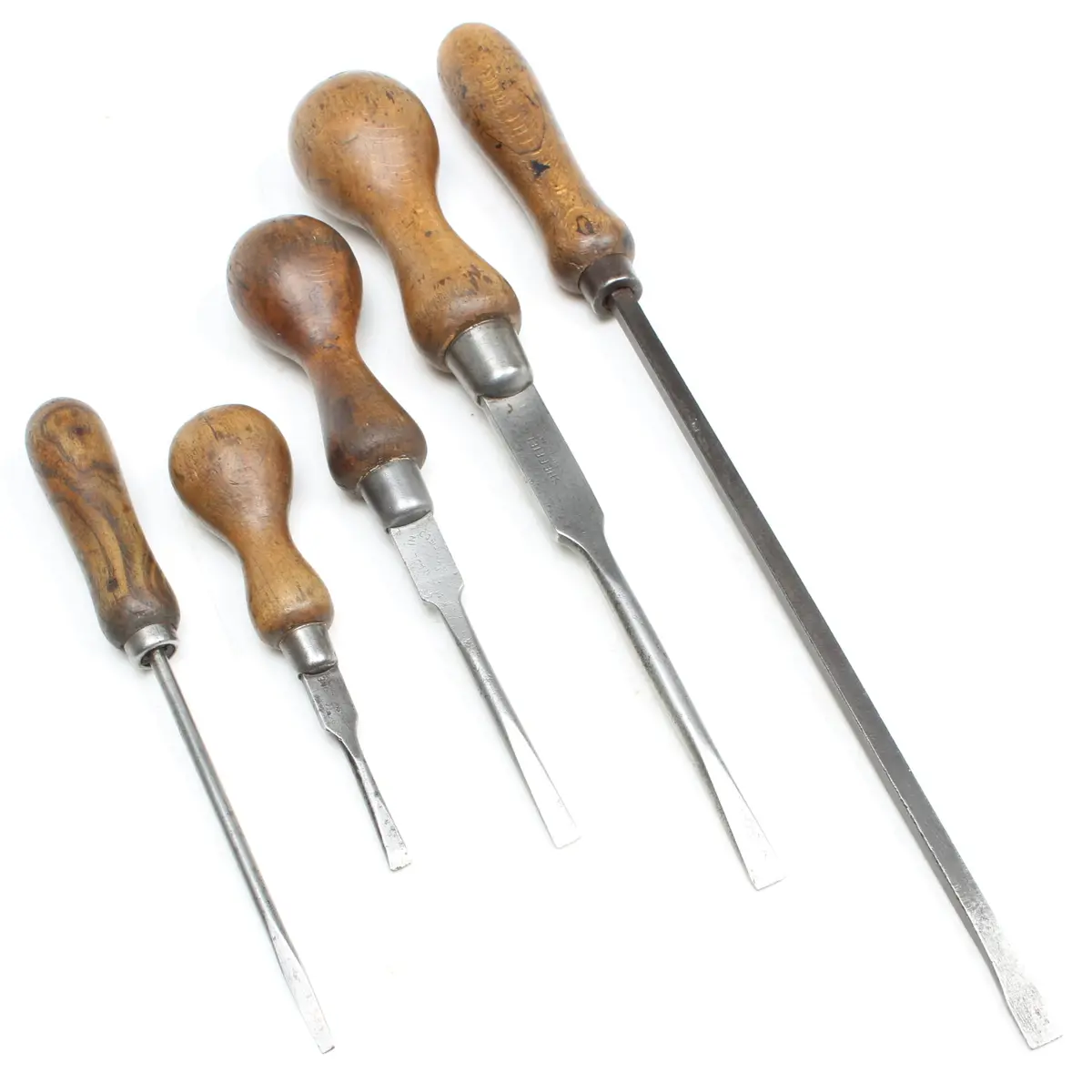 5X Old Wooden Handled Screwdrivers (Beech) 1