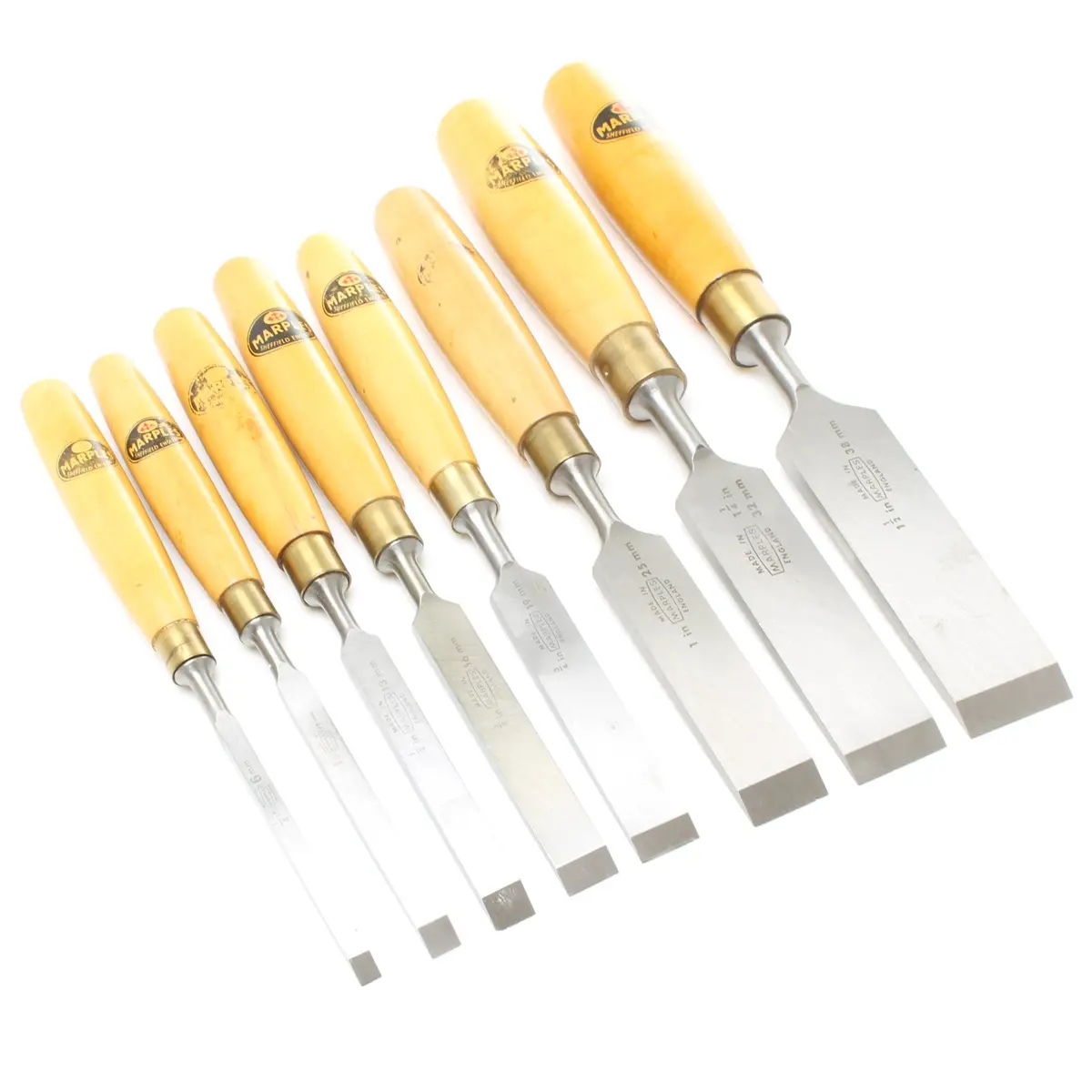 Sold - 8X Old Marples Woodwork Chisels Set (Boxwood) 1