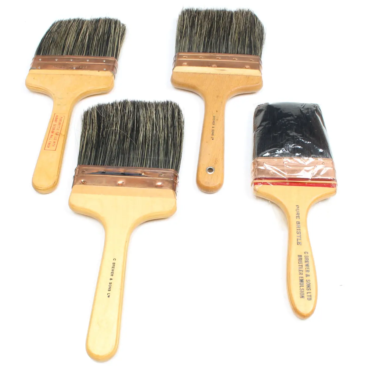 Old Large British Made Paintbrushes / Brushes - 4" & 5" 1