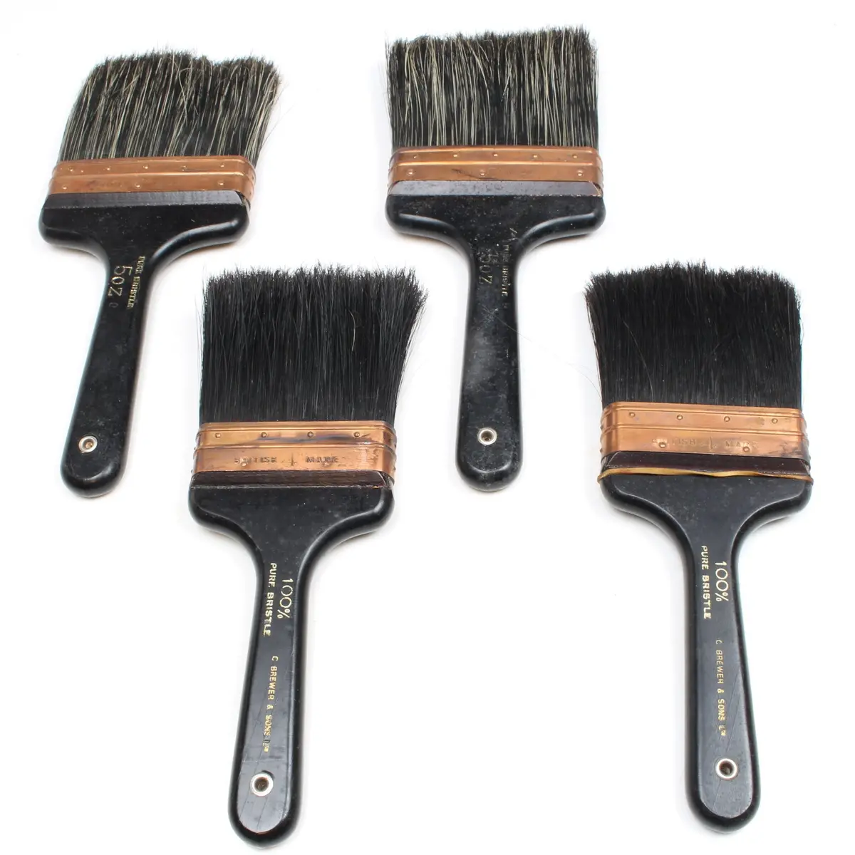 Old Large British Made Paintbrushes / Brushes - 4" & 5" 1