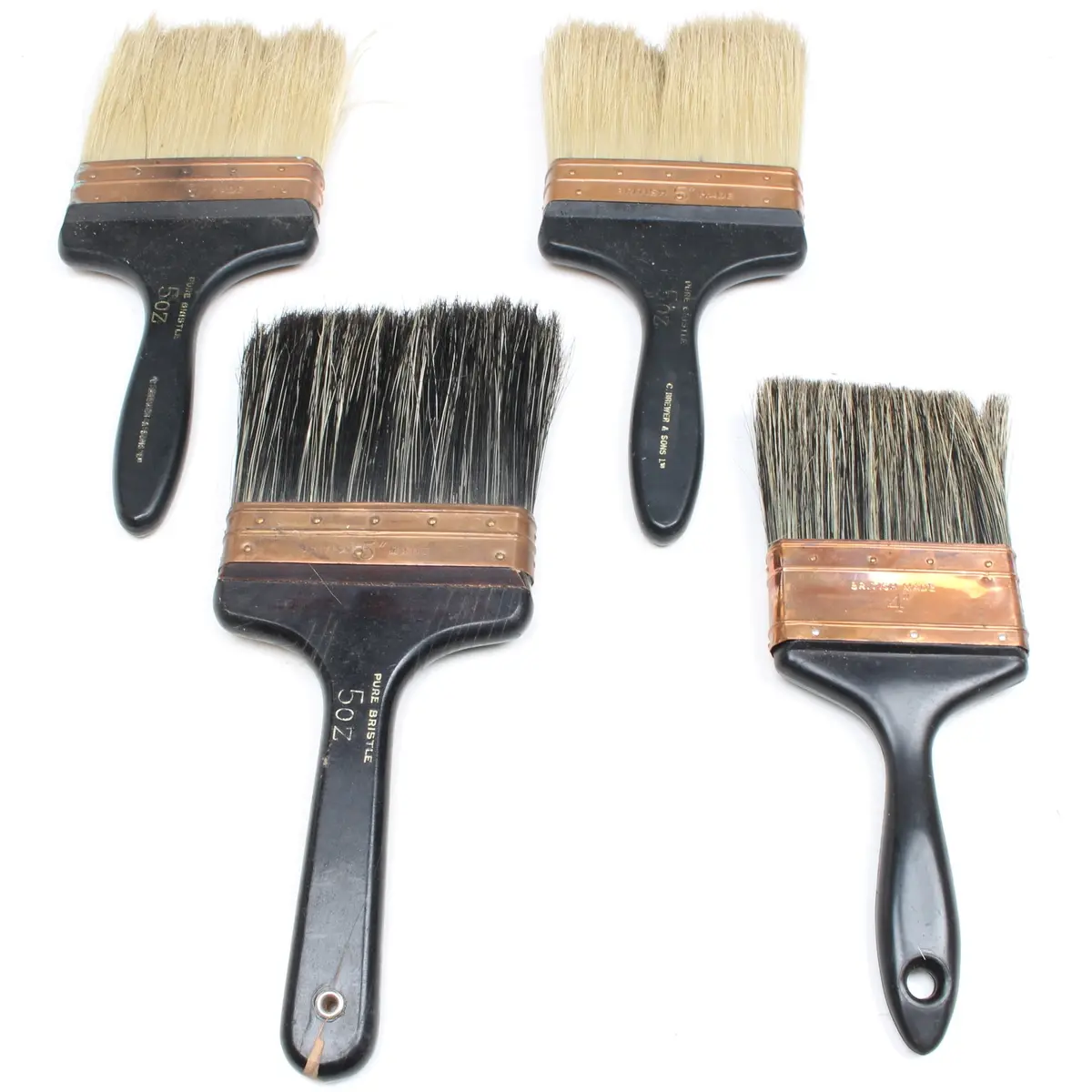 Old Large British Made Paintbrushes / Brushes - 4" & 5" 1