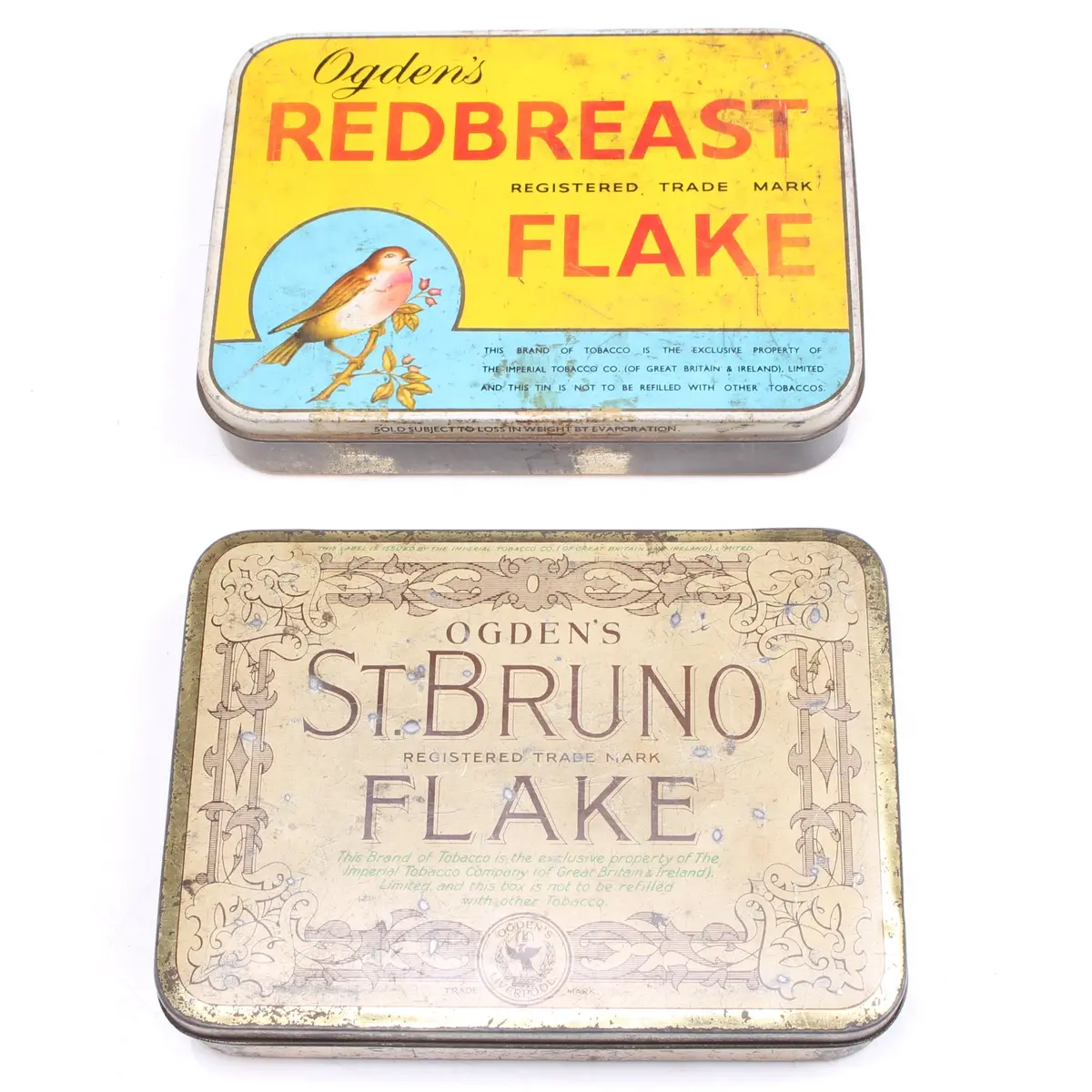 2X Old Large Ogdens Tobacco Tins 1