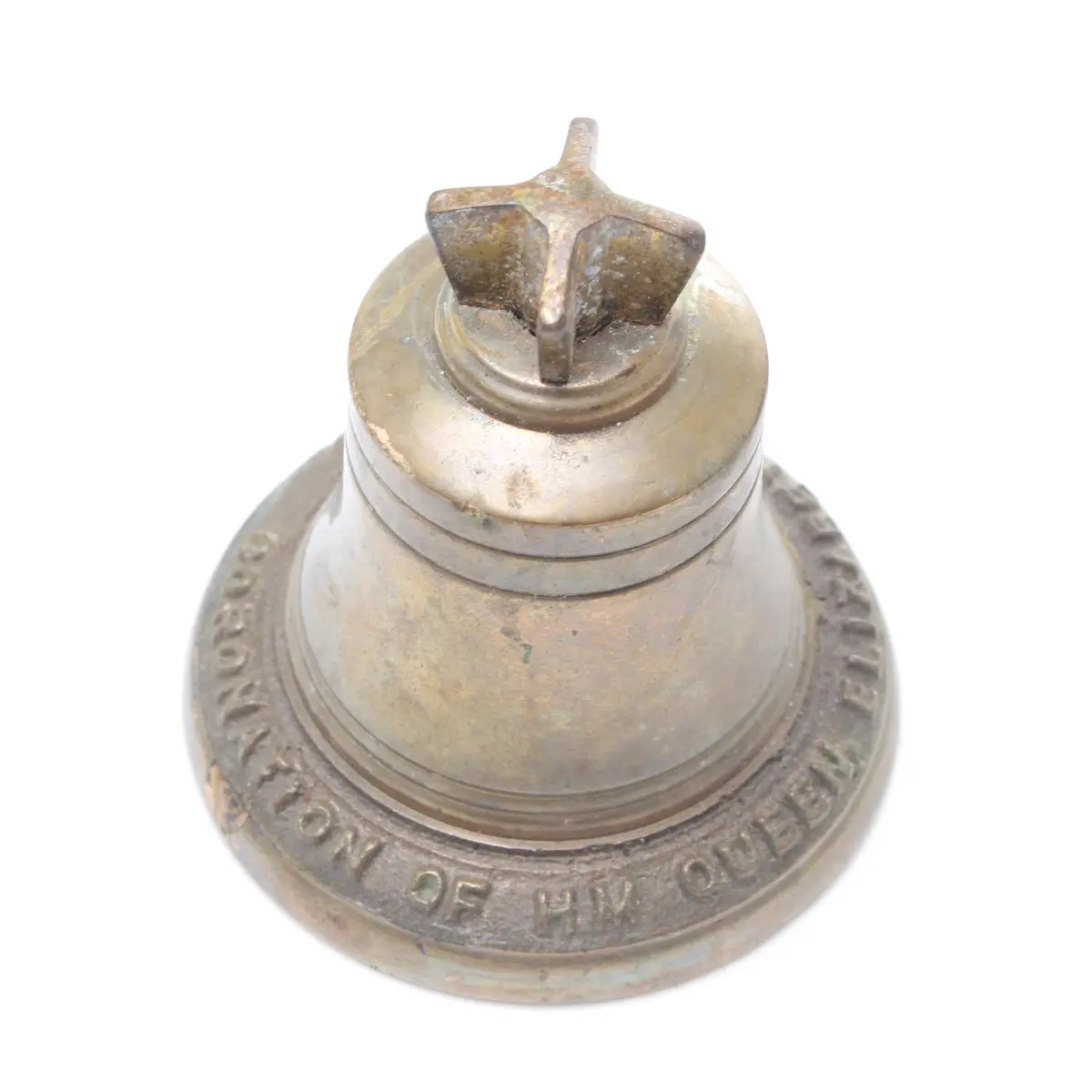 Old Brass Queen Elizabeth Ii Bell 1