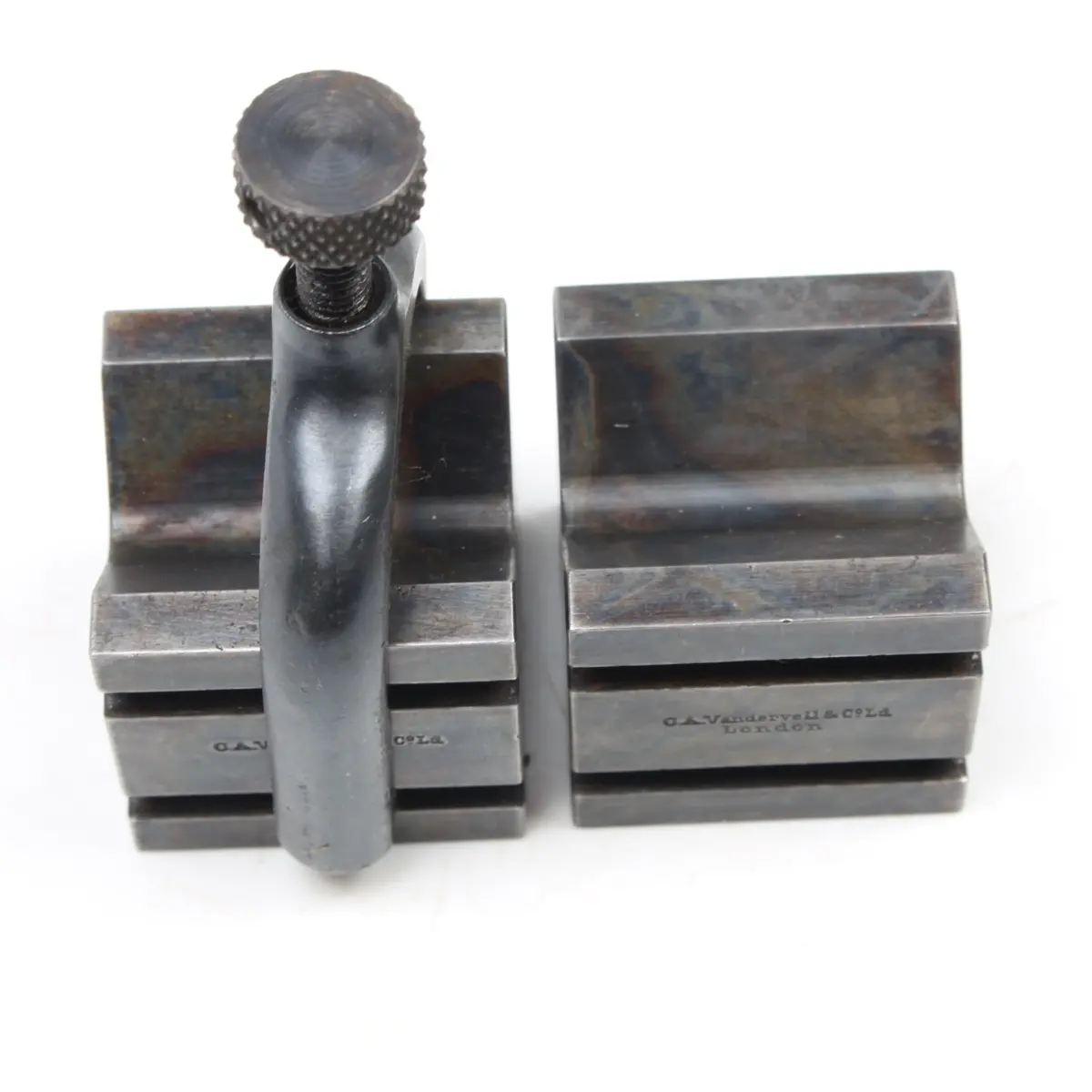 Sold - 2X Vandervell & Co Vee Blocks + 1X Clamp (London, Uk) 1