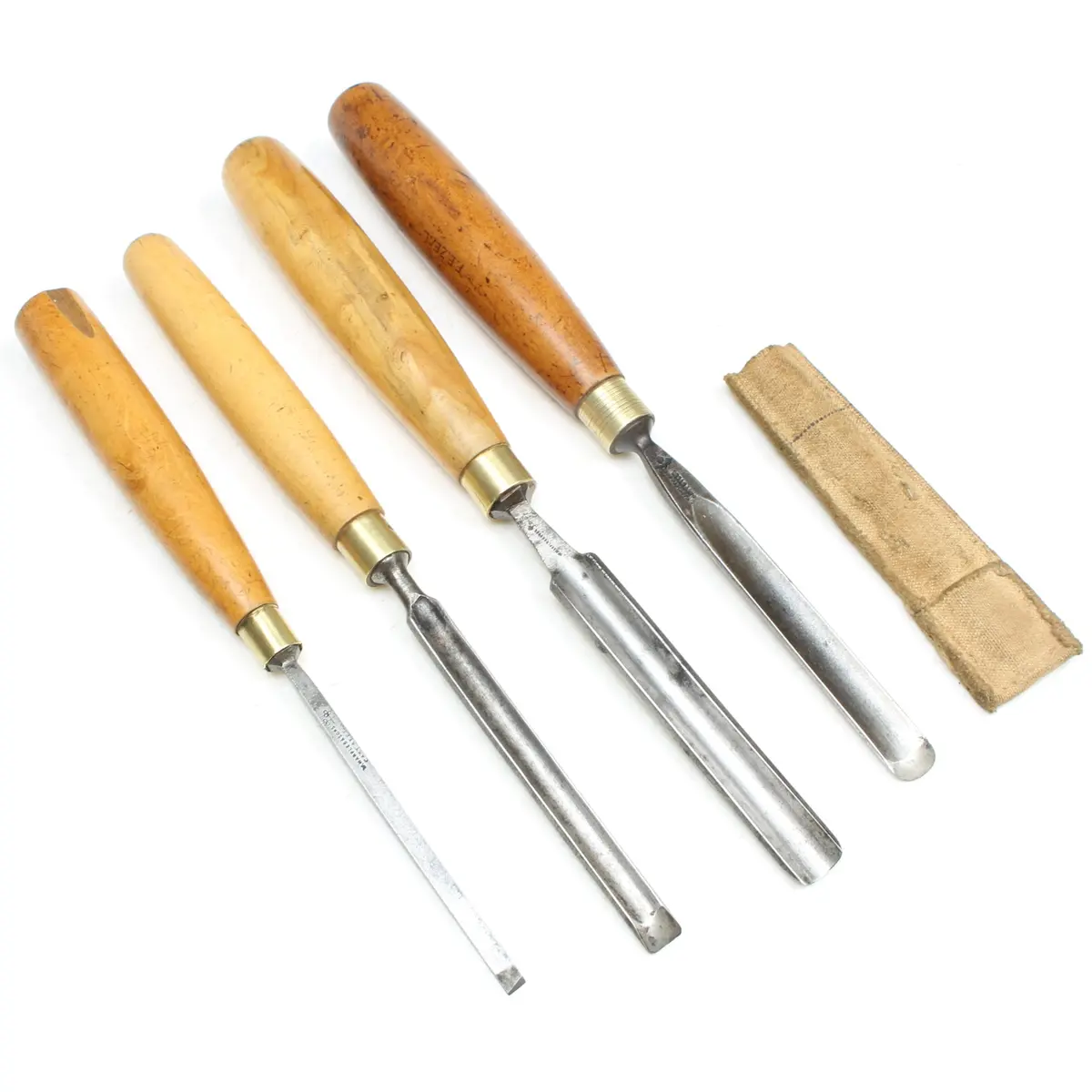 4X Old Marples Firmer Gouges & Chisel (Boxwood) 1